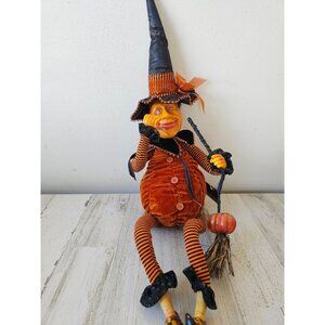 Studio 10.31 sitting large witch broom plush RARE unique vintage style shabby ch
